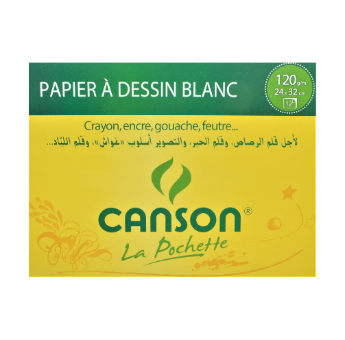 Canson - pochette papier à dessin - 12 feuilles - 24 x 32 cm